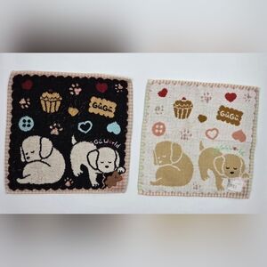 🉐️Set of 2 GuGu World Japan Poodle Dog Cotton Towel Handkerchiefs